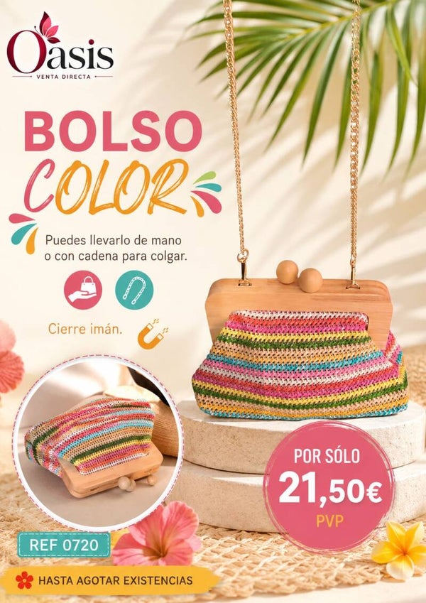 Bolso Multicolor con Cadena y Cierre de Imán