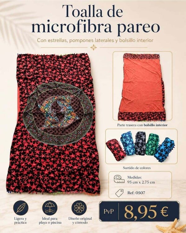Toalla Pareo de Microfibra con Estampado de Estrellas