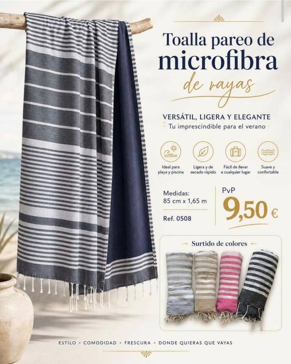 Toalla Pareo de Microfibra a Rayas