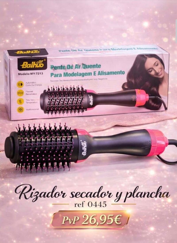 Cepillo Moldeador 3 en 1: Secador, Rizador y Plancha