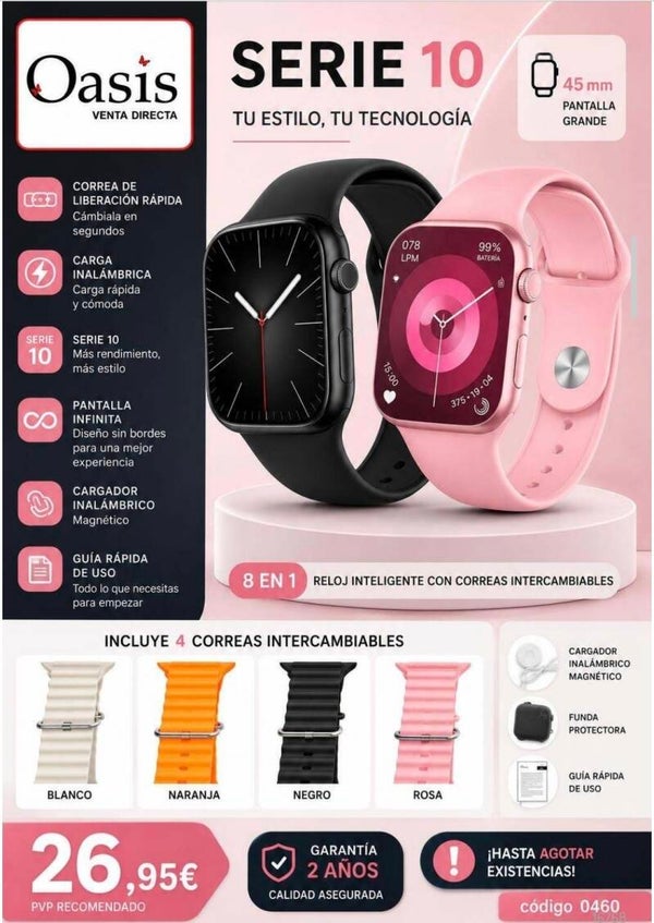 Reloj Inteligente Serie 10 con 4 Correas Intercambiables