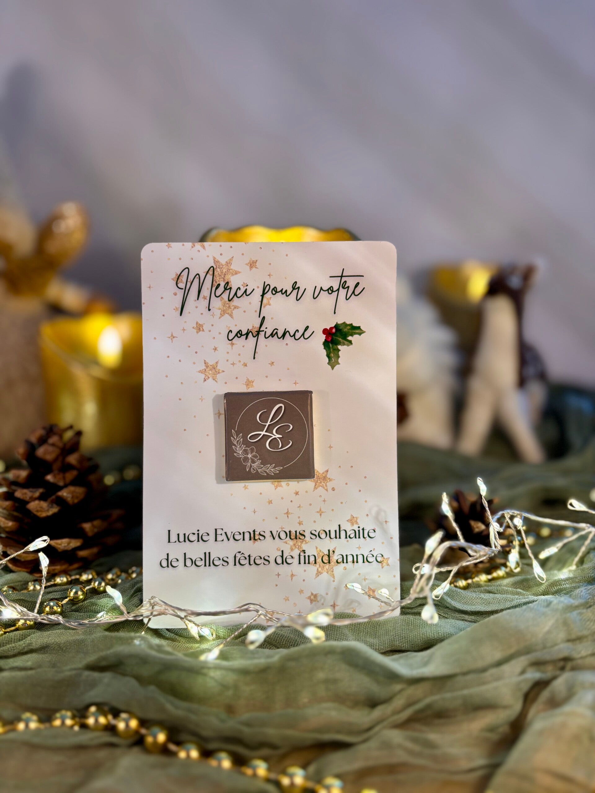 Carte personnalisée avec carré chocolat
