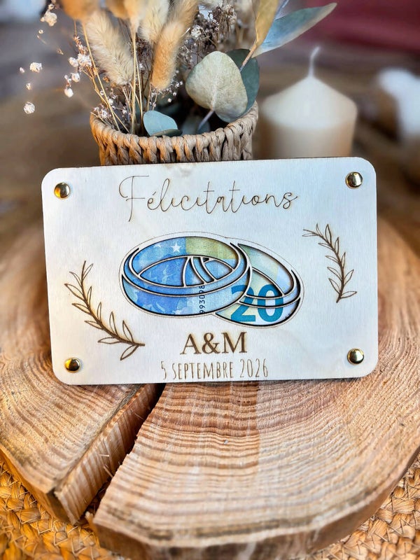 Carte en bois – Mariage 💍