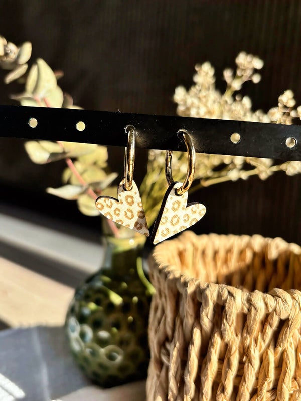 Boucles d’oreilles cœur léopard 🐆