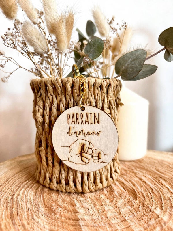 Porte-clés rond « Parrain d’amour »