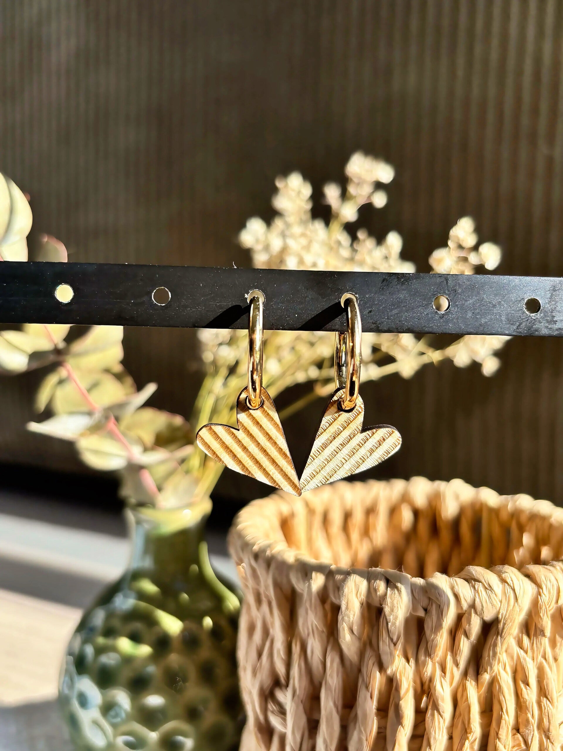 Boucles d’oreilles cœur rayés