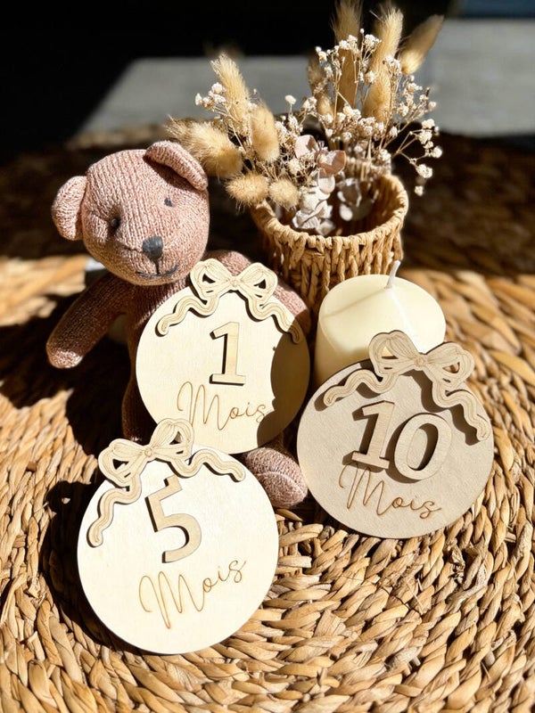 Cartes étapes en bois 🎀👶🏼