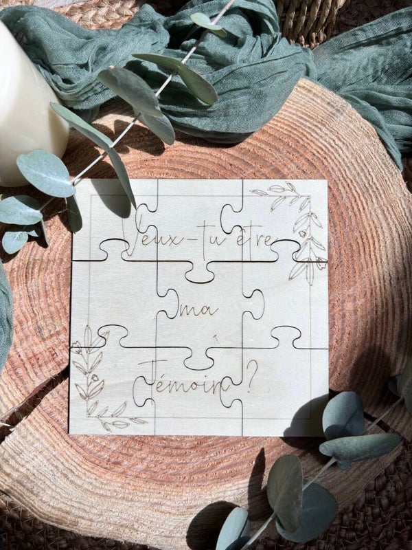 Puzzle "Veux-tu être ma Témoin ?" en bois (9 pièces)