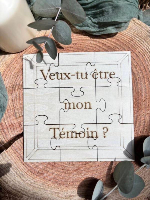 Puzzle "Veux-tu être mon Témoin ?" en bois (9 pièces)