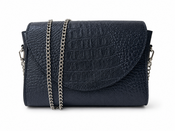 Birgitte metallic blauw croco