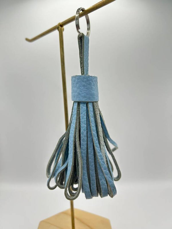 Sleutelhanger pompon licht blauw