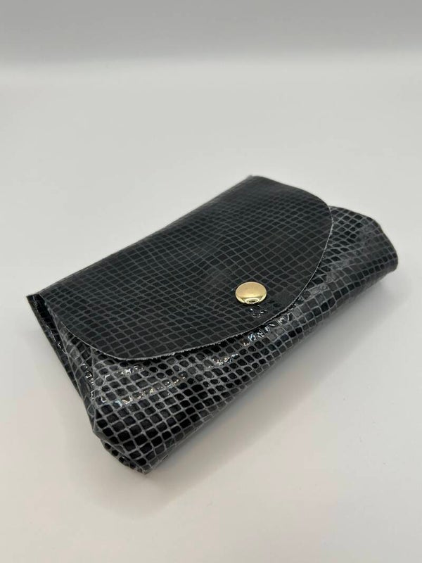 Vouwportemonnee groot slang zwart