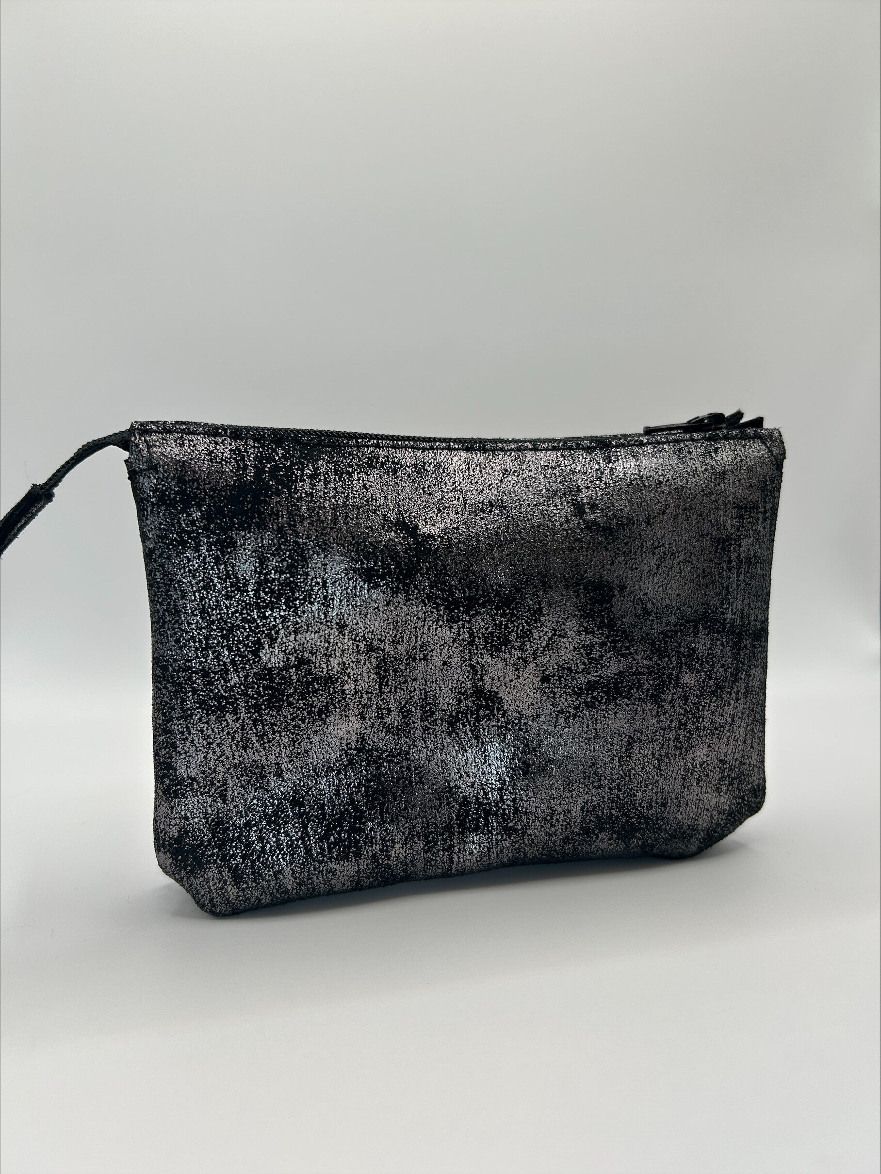 Dames portemonnee zwart met zilveren glitter