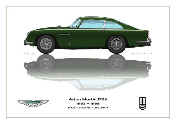 Print on canvas Aston Martin DB5 1963 - 1965 green