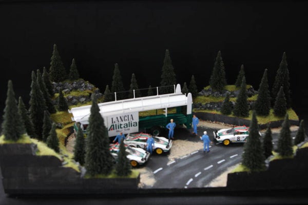 Diorama Shake Down Team Lancia Rallye Monte-Carlo 1976 1:43