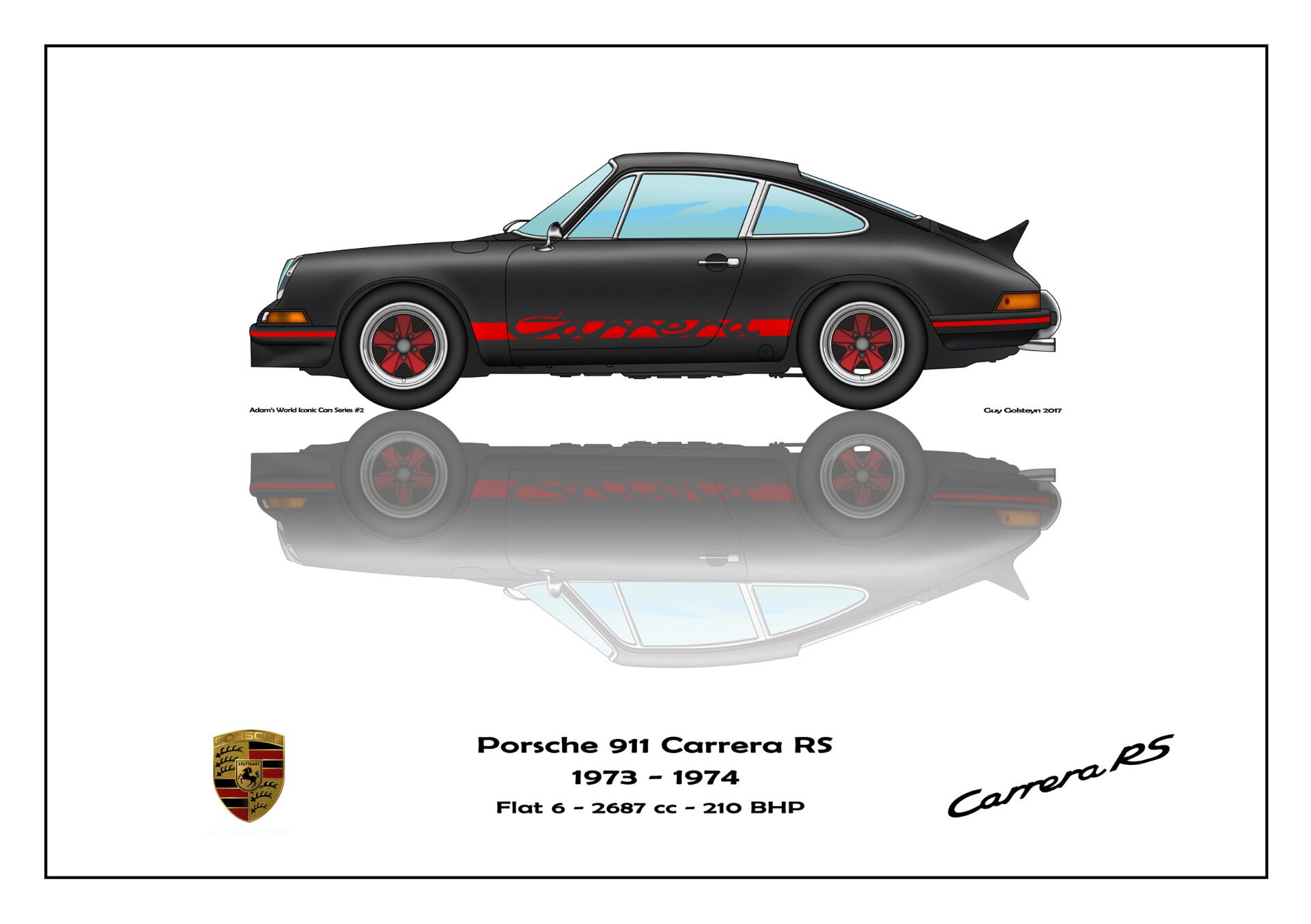 Print on canvas Porsche 911 Carrera RS 1973-1974 black