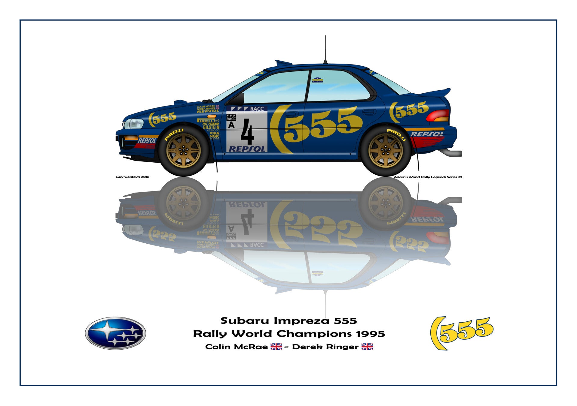 Print on canvas Subaru Impreza 555 1995 #4 McRae / Ringer World Champions WRC 1995