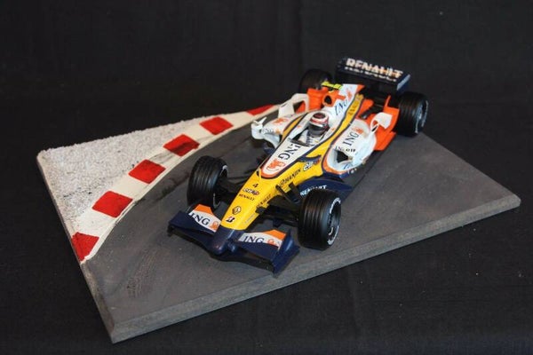 Diorama Grand Prix corner with red and white curbstones (white) 1:18