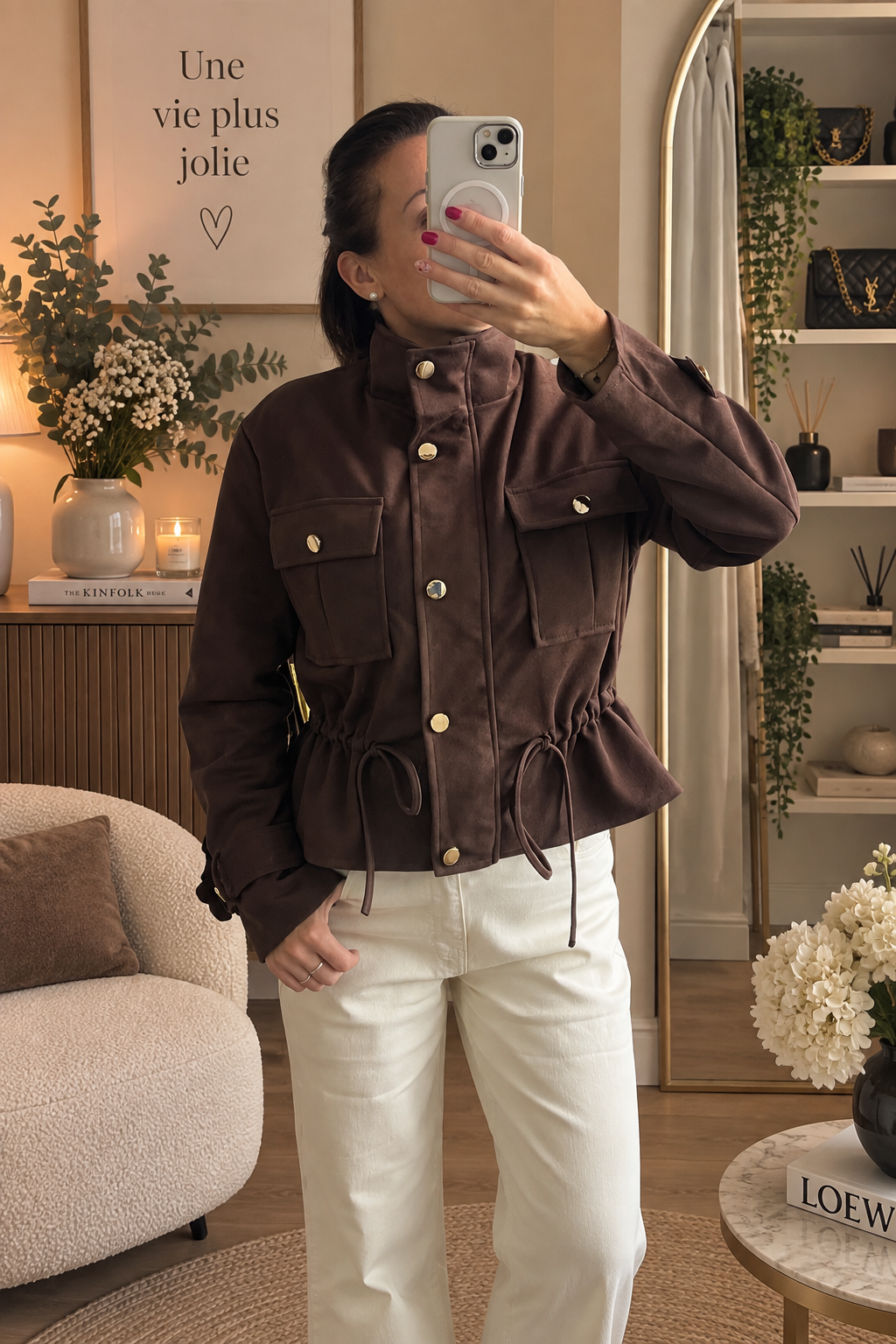Veste suédine col montant