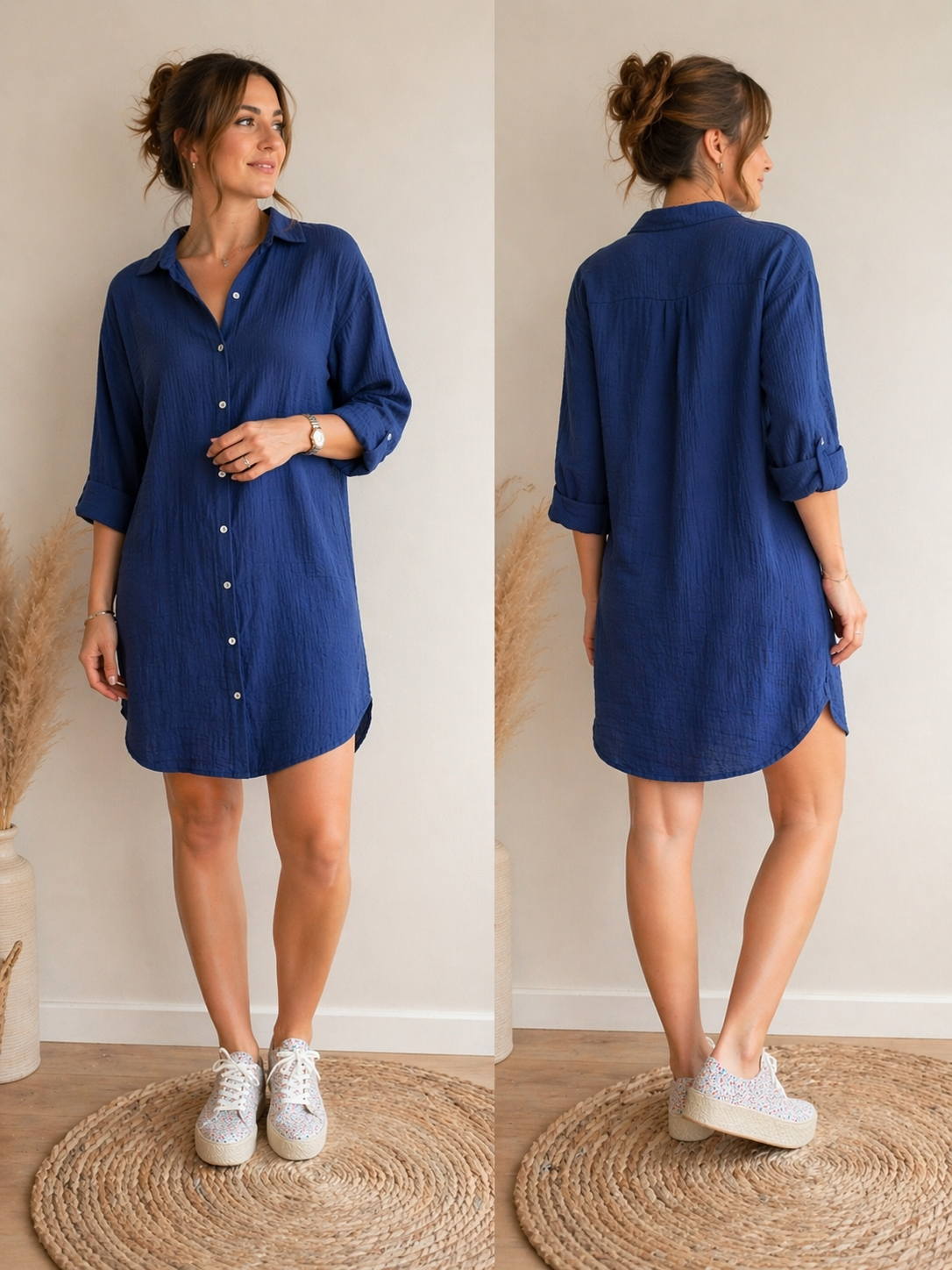 Robe chemise gaz coton