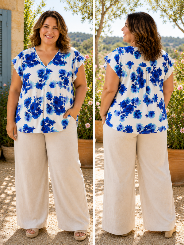 Blouse fleur bleu GT