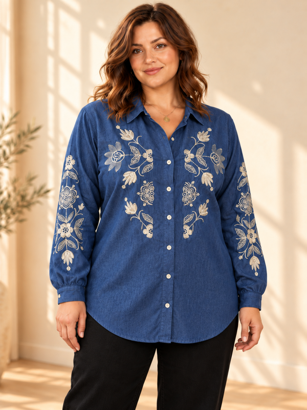 Chemise jean brodé GT
