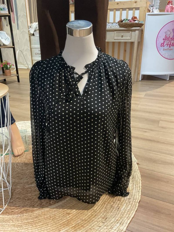 Chemisier pois blanc