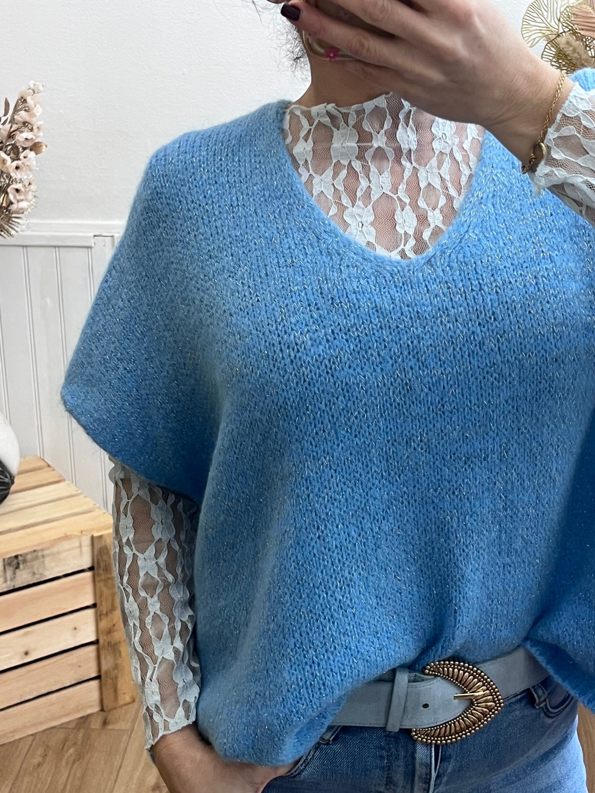 Pull sans manche pailleté