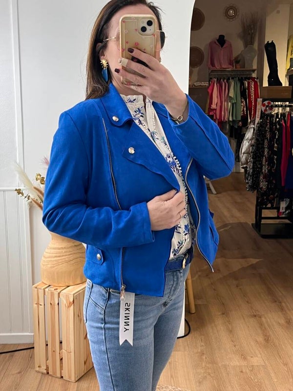 Veste suédine BLEU ROI