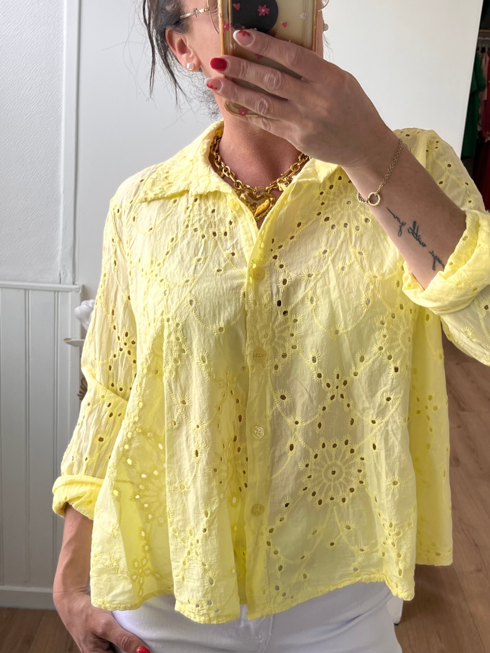 Chemise broderie manche longue