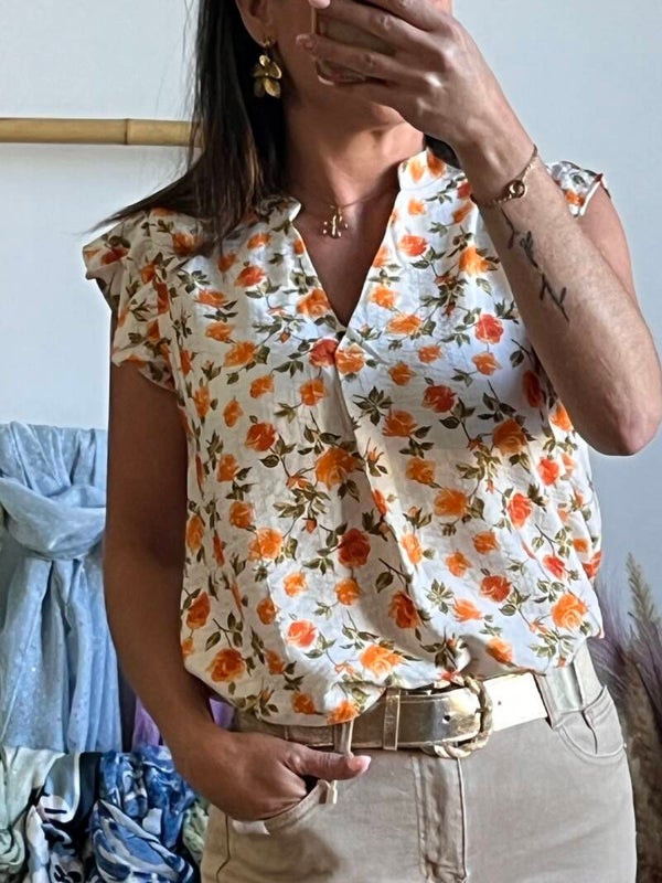 Blouse fleur orange