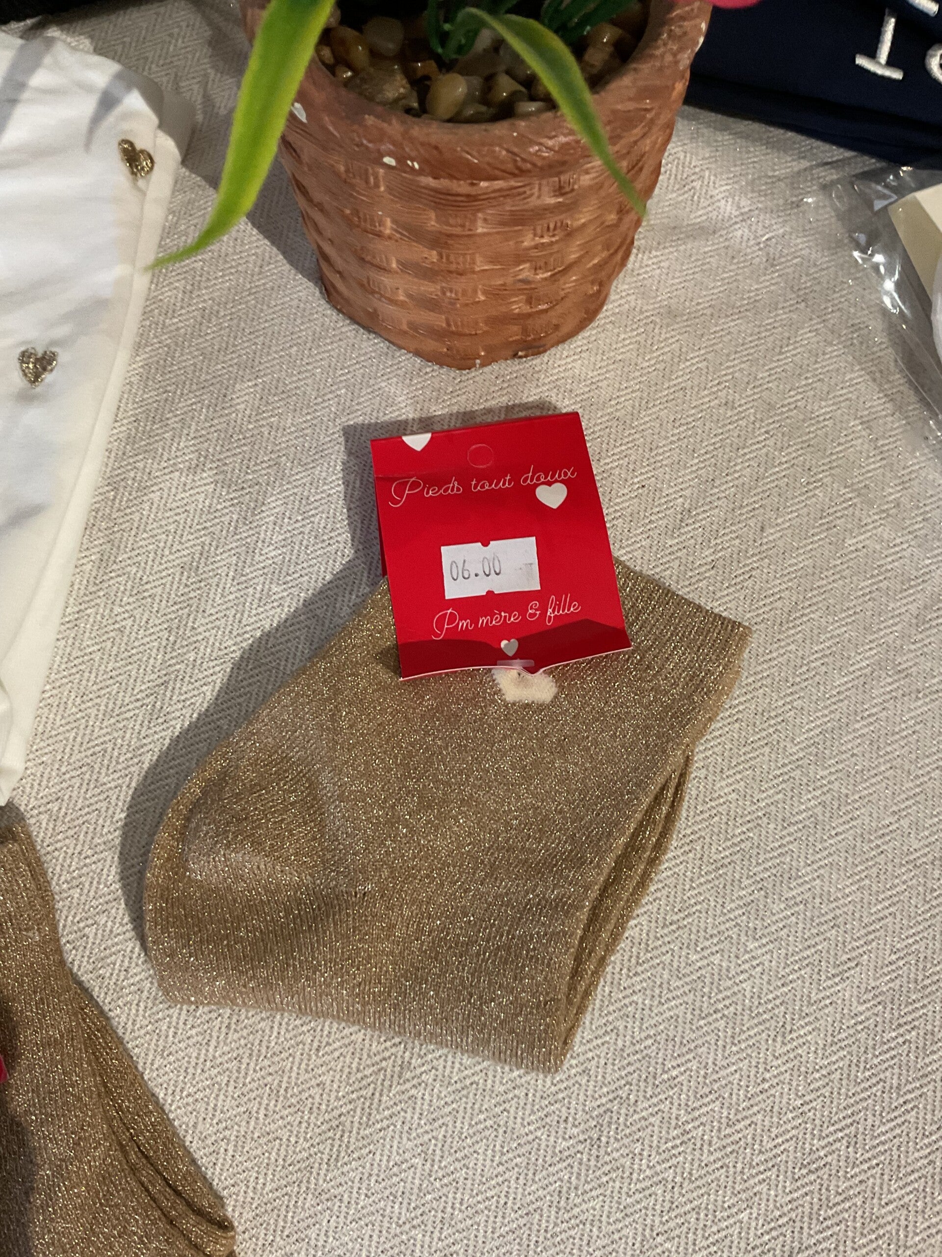 Chaussette petite fille dore