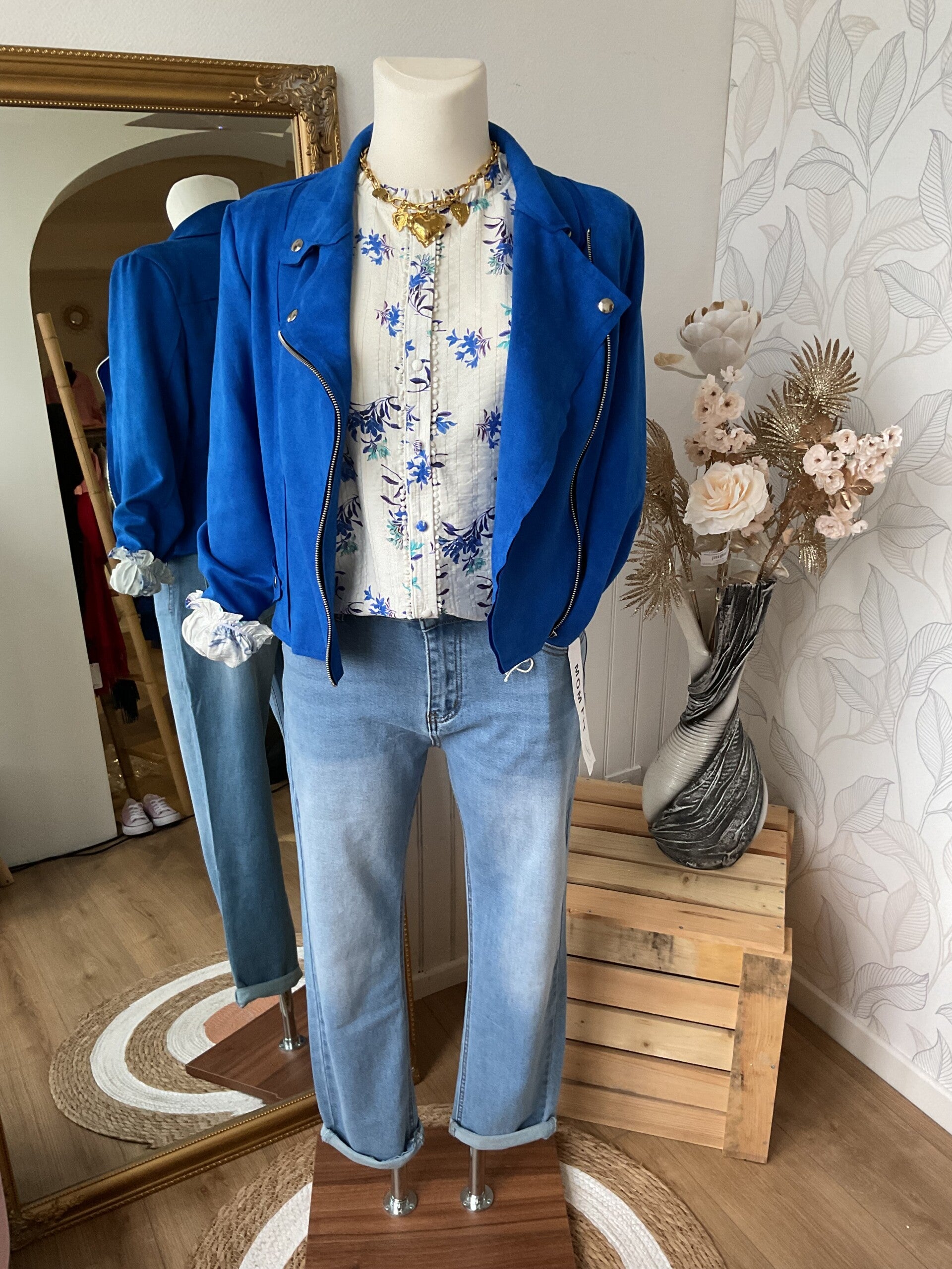 Veste suédine BLEU ROI GT