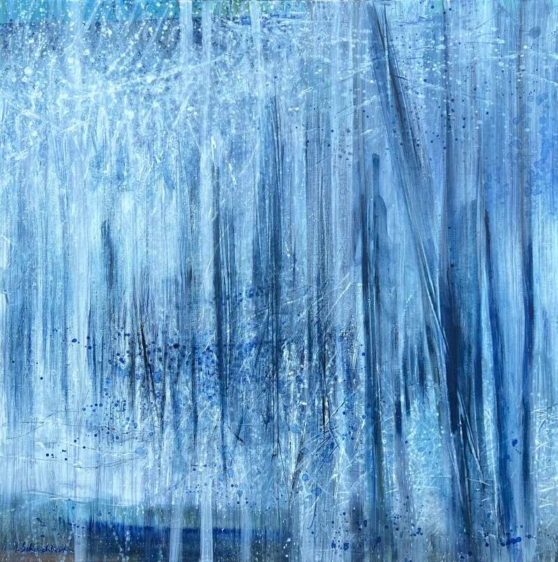 Foret bleue  90x90 cm