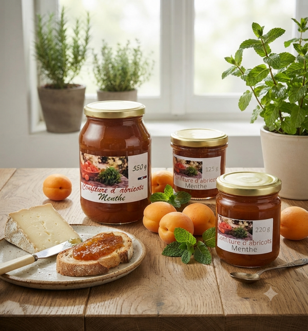 Confiture d'abricots menthe
