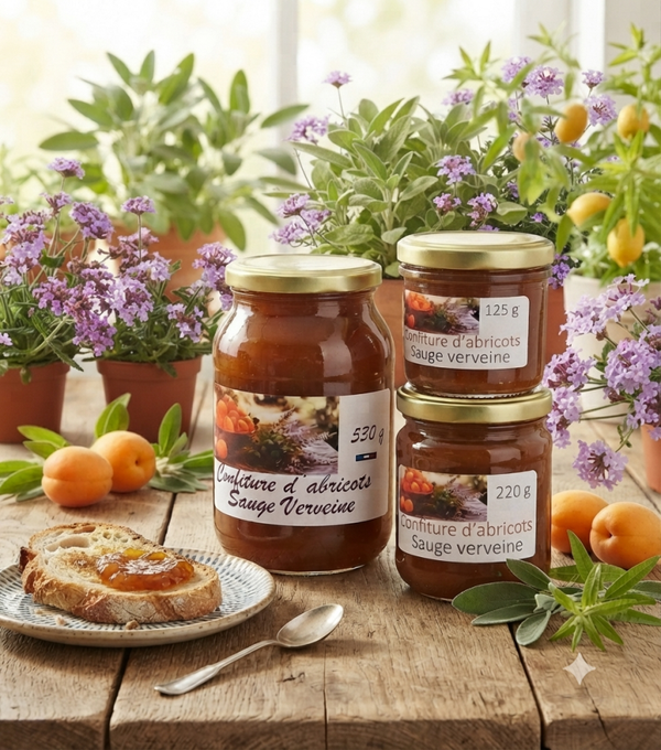Confiture d'abricots sauge verveine
