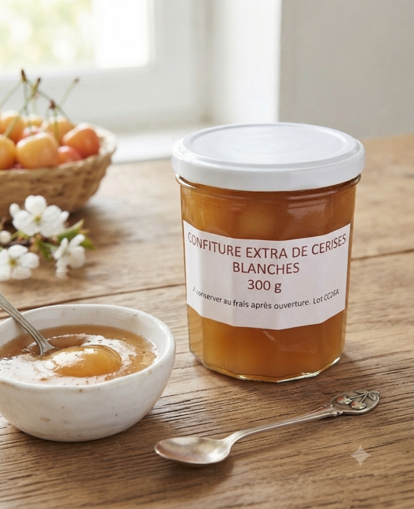 Confiture de cerises blanches 300 g
