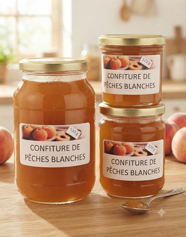 Confitures pêches blanches