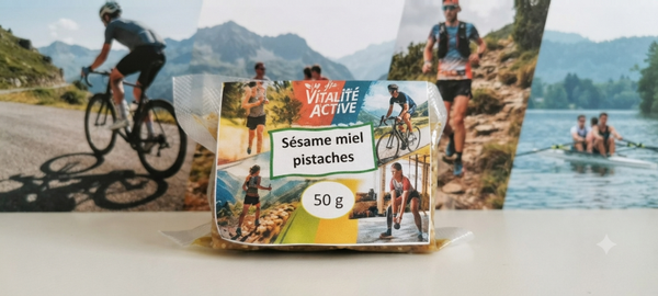 Barre nougat énergétique sésame miel pistaches