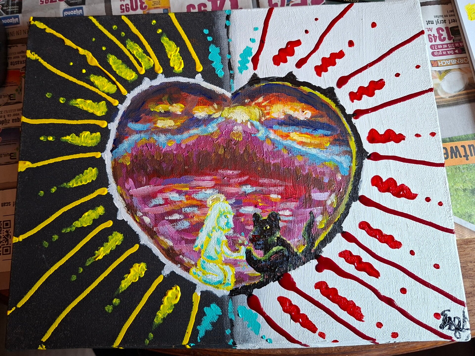 Mens en Panter Hart Jesart Schilderij