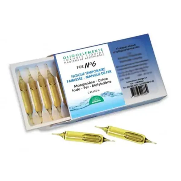 POE N°6 - FATIGUE TEMPORAIRE - MANQUE DE FER 20 Ampoules