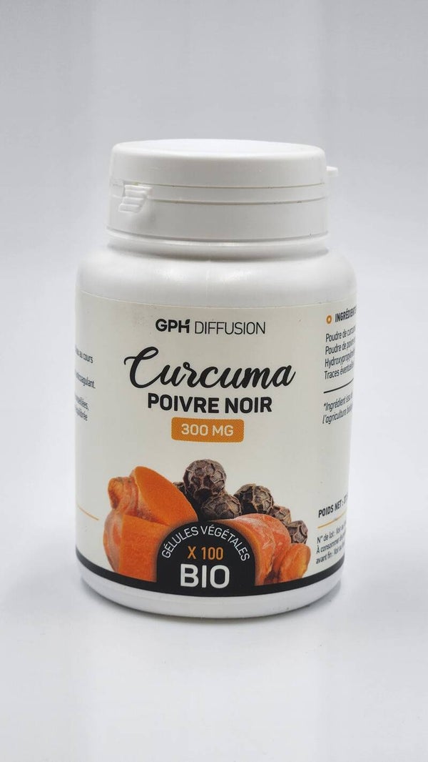 CURCUMA ET POIVRE NOIR Bio 100 gélules 300 mg