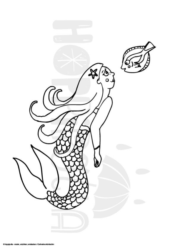 Ausmalbilder Meerjungfrauen & Unterwasser - 8 Bilder zum Download
