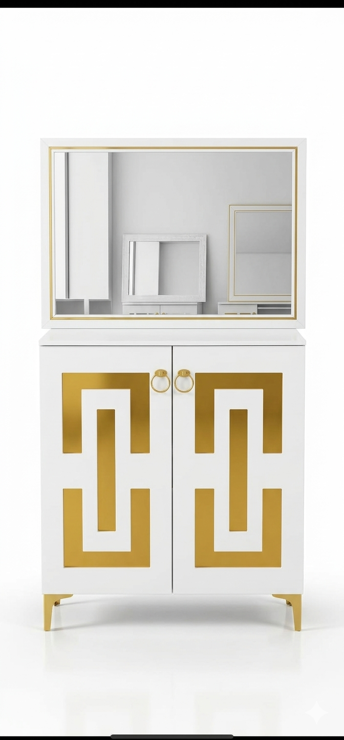 CREDENZA 2 PUERTAS BLANCA CON ESPEJO