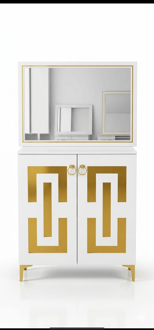 CREDENZA 2 PUERTAS BLANCA CON ESPEJO
