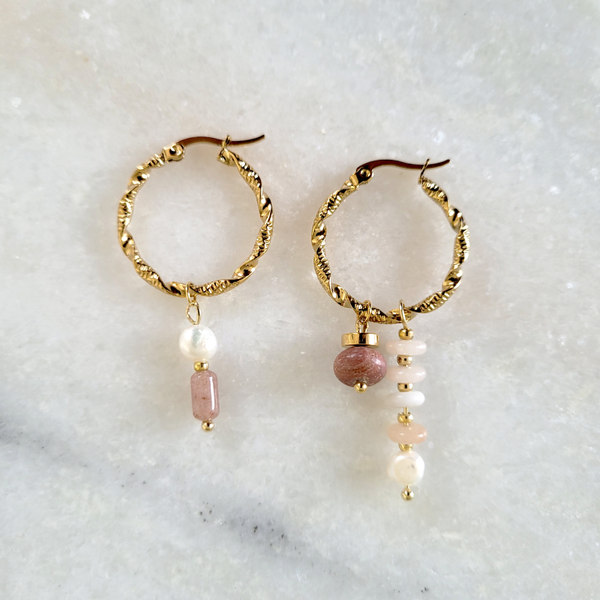 Edelsteen Oorhangers Aventurijn, Kwarts en Marmer