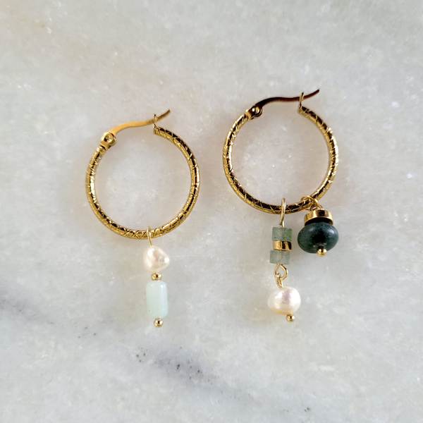 Edelsteen Oorhangers Chalcedoon, Kwartsiet en Marmer