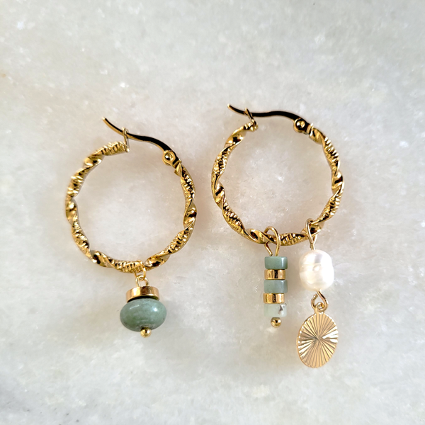 Edelsteen Oorhangers Marmer en Serpentijn