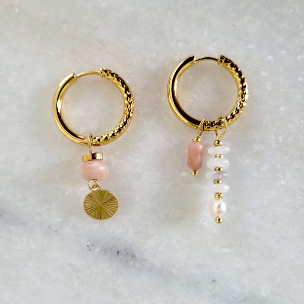 Edelsteen Oorhangers Jaspis, Marmer en Rozenkwarts