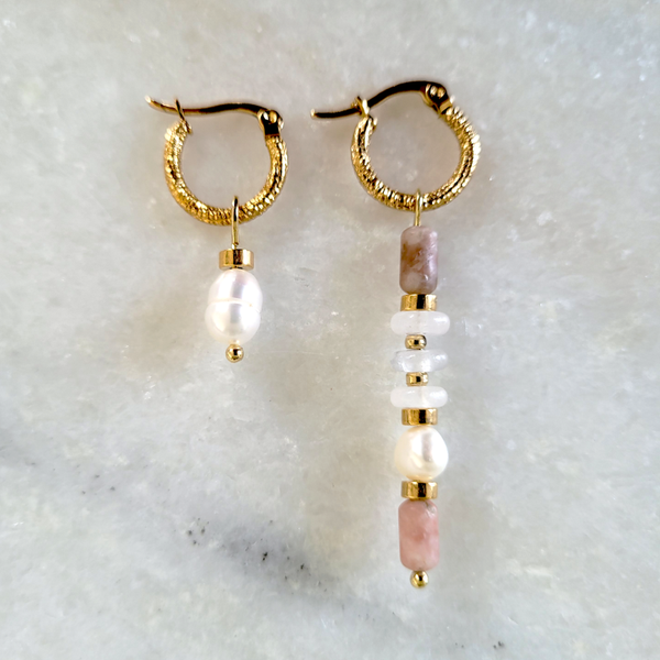 Edelsteen Oorhangers Jaspis en Rozenkwarts